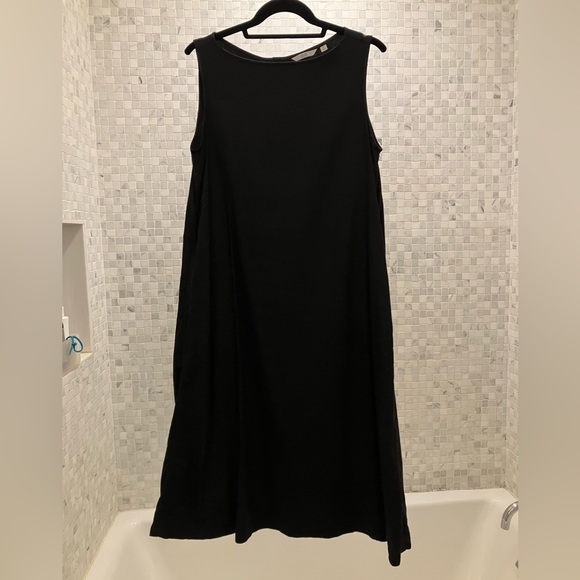 Uniqlo black linen maxi dress M quiet luxury - Picture 2 of 7
